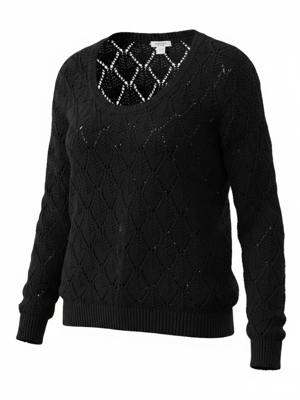 Mossimo Supply Co. Black Scoop Neck Diamond Open Knit Sweater